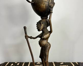 Vintage African Ethnic Bronze Carving Sculpture. Bronze sculpture. Woman caring water. Very nice details !