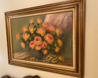 Painting of roses Bushell
Originally from Tyler, Texas, who has paintings hanging in the Texas capital of roses she painted and was commissioned to paint the Lady Bird Johnson rose