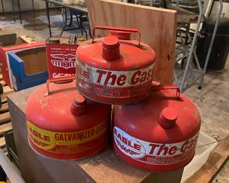 Vintage gas cans.