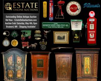 Online Antique Auction! Bid Now! https://bid.estateonlineauctions.com/ui/auctions/118412
Auction Ends Saturday, May 4th @ 6:00pm
Shipping Available!
Like us on Facebook! Estate Online Auctions