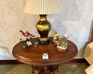 Brass Swivel Table Lamp, Vintage Oval Side Table