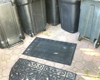 Plastic Trash  Cans and Door Mats