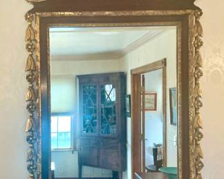Circa 1795 Period Baltimore Mahogany Federal Split Pediment Phoenix Mirror 