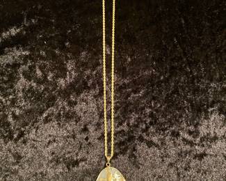 14K Gold Chain with 14 K  Gold Jade Pendant