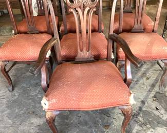 7 Antique Mahogany Claw/Ball Foot Chairs- As Is