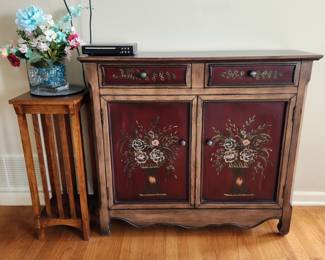 Beautiful Cabinet, Wooden Pedestal, Floral Arrangement