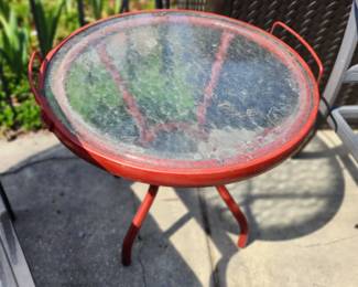 Red Patio Side Table