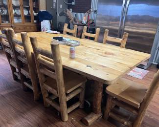 Rustic Log Dining Room Table