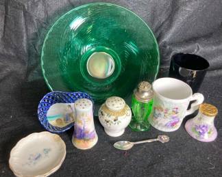 HazelAtlas Black Cup, Green Glass Dish And More 