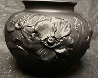 Tiffin Black Amethyst Satin Glass Vase