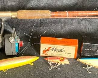 Wright McGill Fishing Rod With DAM West Berlin Reel And Martin And Rosegard Plugs 