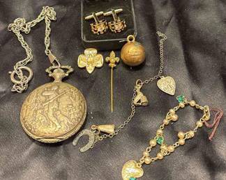 Mixed Lot Cuff Links, Basketball Charms  Others, Watch  Pins