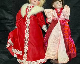 Porcelain Head Leather And Cloth Dolls