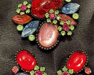 Brooch Clip Earrings Set