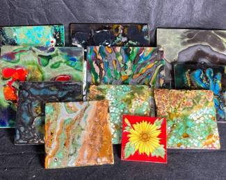 Artist Edna Crews 8in 6in Ceramic Tiles 