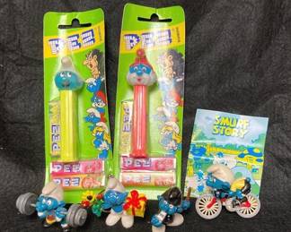 Smurf Pez Dispensers And Schleich Smurf Figurines