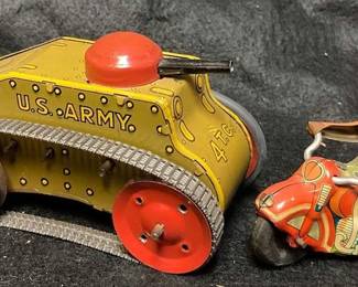 Vintage Alps Friction Toy And US Tank