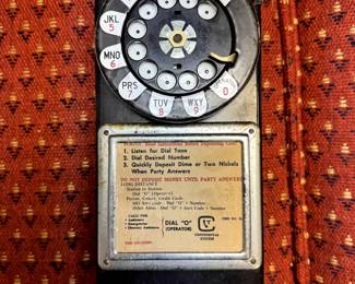 Vintage Rotary 3-Coin Slot Payphone, no Receiver