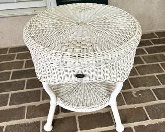Hampton Bay Round White Resin Outdoor Accent Table