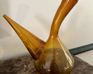 Vintage Amber Blown Glass Decanter