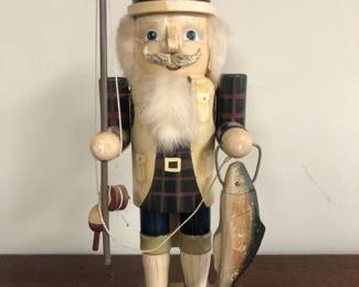 Rare Wooden Christian Ulbricht Santa Fisherman Nutcracker