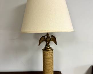 Vintage Colonial 3-way Table Lamp featuring an Eagle and the Constitution