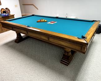 Vintage Brunswick Maple Supreme Billiards Table with Cue Balls and Rack