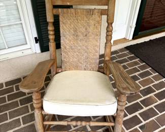 Wood and Wicker Outdoor Rocking Chair