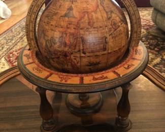 Small Italian Olde World Wooden Globe with Zodiac Signs