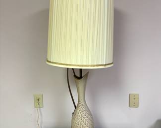 MCM Table Lamp with Shade, Brass Base, and Handle