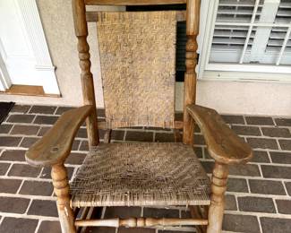 Wood and Wicker Outdoor Rocking Chair