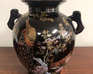 Japanese Porcelain Peacock Urn