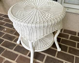 Hampton Bay Round White Resin Outdoor Accent Table