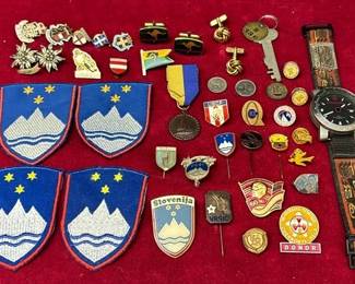 Patches, Swank Cuffs, Mercedes Watch, Pins Medals 