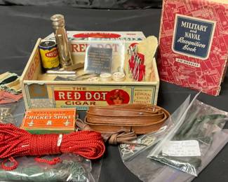 WW2 RAF Snakebite Lancet Kit, Fishing Lines Flashlight Other Random Military Artifacts