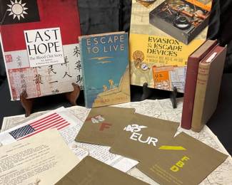 WW2 Autographed Last Hope, The Blood  Chit Story Evacuation  Escape Items  Books 