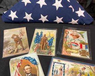 U.S. American 50 Star Flag Patriotic Flag Themed Old Postcards