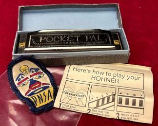 Vintage PNSA Patch  Hohner Pocket Pal Harmonica