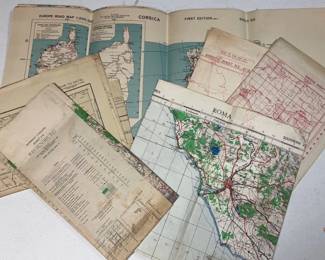 WW2 Air Force Hedquarter Edition Maps Areonautical ChartsCorsica, Dakar,Rome  Germany