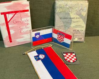 Croatia And Slovenia Flags, Shoulder Patch, Escape Map, Historical Book 