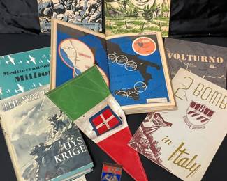 Italy WW2 Themed Lot Of War Dept Booklets, Patriotic Pendant, City Badge More 