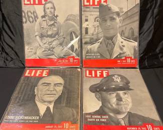 Four Collectible 1943 Military Themed Life Magazines