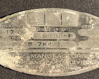 Briggs Manufacturing Co B17G Tag