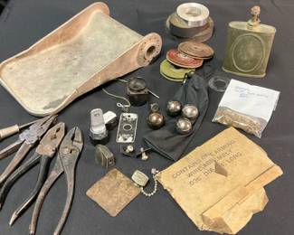 Machine Gun Oil Can, Pulleys, Other Military Aviation Artifacts