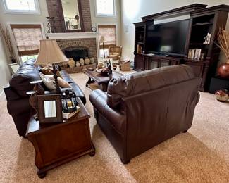 Great 2 Story Family Room (Leather Set, TV and Wall Unit (Sold)