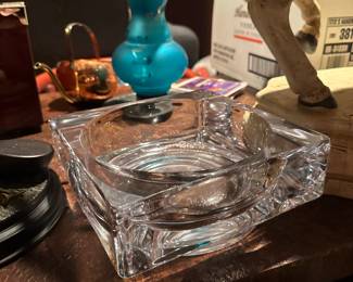 Heavy glass vintage ashtray