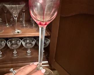 Moser Lady Hamilton pink champagne wine flutes 