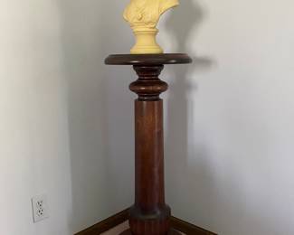 Wood pedestal and bust
