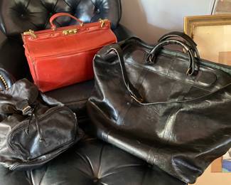 Leather Doctors bag, Lg travel bag, and Backpack all made in Italy 