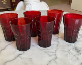 Ruby glass juice glasses